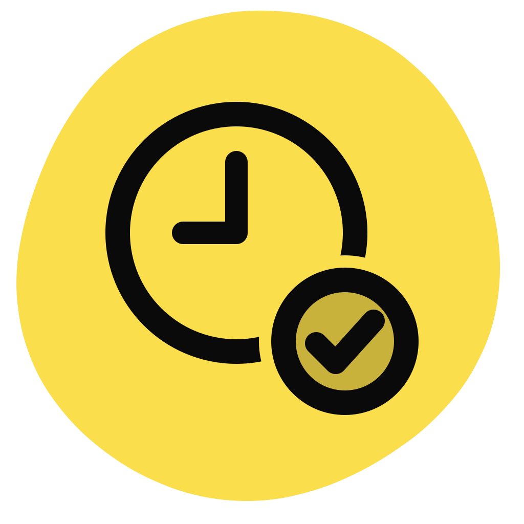 Preferred days and times icon: clock with a tick