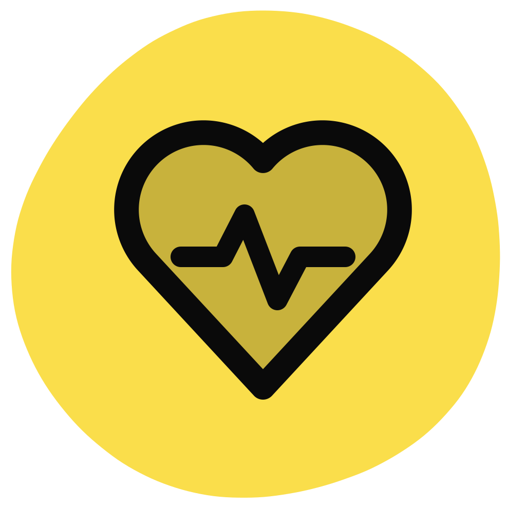 Health and wellbeing icon: heart with a pulse line