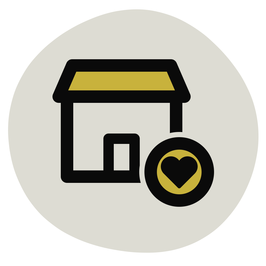 Supported employment icon: workplace with a heart